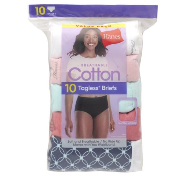 Hanes Womens Underwear 10-Pack, Full-Coverage Brief Panties, Moisture-Wicking - Picture 1 of 5